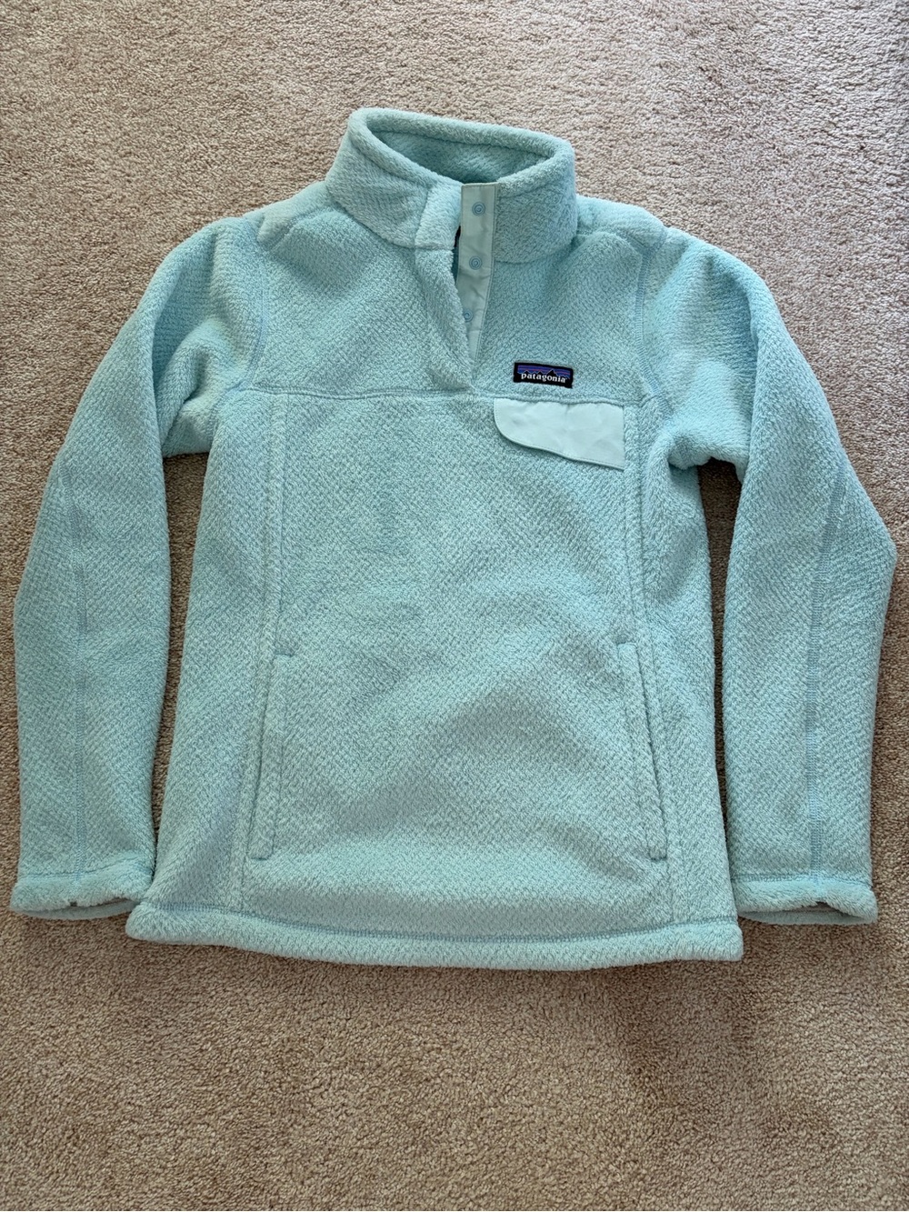 Patagonia Women's Light Blue Fleece Snap-T Pullover Jacket - Picture 1 of 3